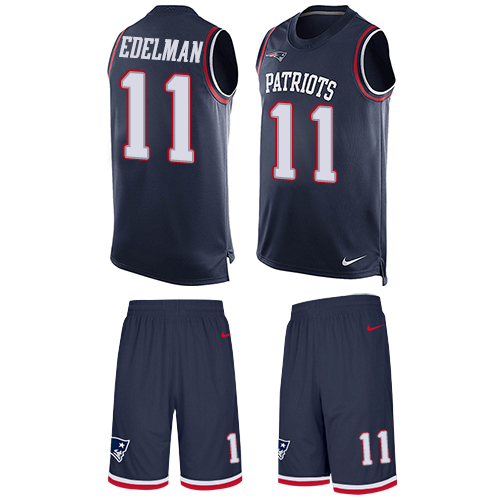 Men's Limited Julian Edelman Nike Jersey Navy Blue - #11 Tank Top Suit NFL New England Patriots